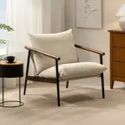 Zinus Rosewood Sling Chair Wood & Metal Frame Armchair with Foam Cushion