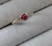 2.03 Ct Square Cut Natural Ruby Diamond Proposal Ring 14K solid Yellow gold