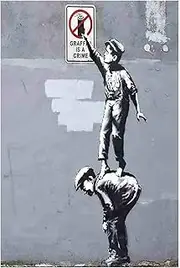 Banksy(Graffiti11) Famous Oil Paintings Reproduction Giclee Canvas Prints on Canvas Artwork Pictures on Canvas Wall Art for Home Office Decorations(45x67cm_18x27in,Unframed)