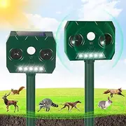 JahyElec Solar Animal Repellent Ultrasonic Animal Repeller Outdoor with Strobe Light & Motion Sensor, Solar Deterrent Devices for Deer Cat Raccoon Squirrel Skunk Rabbit Repellent for Yard Garden Farm