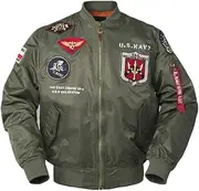 [CORIRESHA] Mens Apollo Space Embroidered Patches Slim Fit Bomber Jackets Windbreaker
