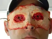HALLOWEEN HORROR MOVIE PROP - Skinned Face Mask Gouged out eyes