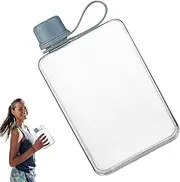 Clear Water Bottle | 500ml Portable Flat Drink Cups,Summer Water Flask, Sports Water Bottle, Leak-Proof Slim Cold Flask for Purse and Pocket