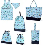 COLORFUL CANDY STYLE NT904900 Kindergarten Entrance School Entrance 6-Piece Set, Lesson Bag, Quilting (Gusseted), Shoe Case, Drawstring Gymnastics Clothes Bag, Lunch Bag, Cup Bag, Small Items, Back