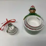 Elf Measuring CUPS & SPOONS Holiday Time Christmas Earthenware Ceramic