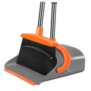 Broom and Dustpan Set for Home, Broom and Dustpan Combo for Office, Gray&orange