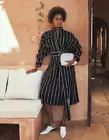 CELINE Navy Stripe Dress Striped Cotton Viscose 40 Summer 2018 Phoebe Philo NEW
