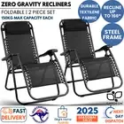Gardeon Zero Gravity Chair 2PC Reclining Outdoor Sun Black Mesh Seat Foldable