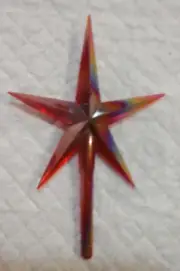 AURORA IRIDESCENT RED STAR Ceramic Christmas Tree VINTAGE 4" TOPPER