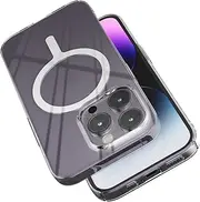 1mm Ultra Thin iPhone 14 Pro Phone Cover for MagSafe Case, Sinjimoru Non Yellowing Transparent Magnetic Slim Fit Cell Phone Case Crystal Clear for iPhone 14 Pro. M-AiroFit Basic