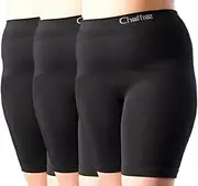 [Chaffree] Womens Anti Chafe Underwear, Large Plus Size Boxer Boy Short Briefs Stop Thighs Rubbing, Breathable Sweat Control, Soft Stretchy Seamless Pants, 3Pack XL Waist-Midi; Leg Long, Black