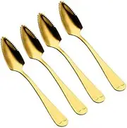 Choary 4 pack Grapefruit Spoons,6.1 inch Metal Stainless Steel gold Grapefruit Spoons.