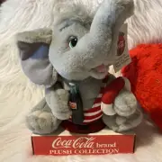 Vintage Coca-Cola Plush Collection Grey Stuffed Elephant 1993 Summer Swim