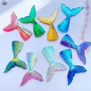 10pcs Mixed Color Charm Fish Tail Resin Flatback For Slime Nail Decorations