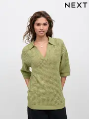 Green Sage 100% Cotton Mesh Fly Collar Polo Shirt (AV3986) | $66