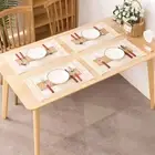 4 PCS Table Place Mats Lace Linen Placemats Set Natural Jute Woven Tableware Mat