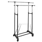 1/2x Adjustable Clothes Rack Garment Coat Hanger Stand 2 Hanging Rails vidaXL