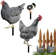 Chicken Stakes Set,Chicken Metal Decorative Garden Stakes - 3X Weather-Resistant, Heavy-Duty Wrought Iron Spikes for Landscape Kitchen Decorations