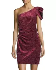 Aidan Mattox One Shoulder Velvet Floral Red Cranberry Dress Sheath NWT $220
