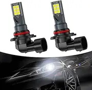 Fluher Pack-2 Car 9006 Fog Light Bulb, 3030-12SMD 1500LM 360° High Brightness Tail Light, 50000H 6000K Long Life Stable Light Source Reversing Light Replacement, Universal for Most Car Trucks (White)