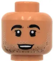 Lego New Nougat Minifigure Head Dual Side Black Bushy Eyebrows Stubble