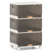 Giantex 3-Tier Stackable Shoes Rack Organizer Foldable Shoe Boxes w/Flip Doors Display Boxes Brown