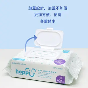 Hoppi嬰兒純水濕紙巾【加蓋款】80抽12包 敏感肌適用 純EDI水加厚潔膚柔濕巾 箱購