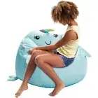 Posh Creations Cute Soft and Comfy Bean Bag Chair for Kids, Animal - Blue Nar...