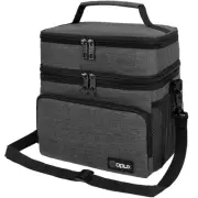Insulated Lunch Bag for Men Women, Large Dual Compartment Cooler Bag, Soft De...