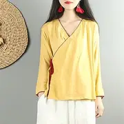 [SMDSAZ] Women's Kung Fu Uniform Linen Tang Fu Women's Long Sleeve Hanfu (Color : 5, Size : M)