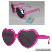 New Kidz Piranha 62076 Heart Shaped Pink Glitter Sunglasses UVA UVB Protection