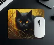 Dark Spooky Night Scary Black Cat Mouse Pad 9.5"x8" Non Slip Rectangle Mousepad