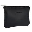 Vegan Leather Coin Purse Pouch Change Purse With Zipper For Men Women (Black Up)