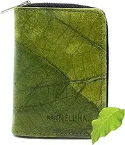 [NELUHA] Wallet Made of Teak Leaves, Vegan Sustainable Leather Alternative - Wallet, Purse with Many compartments hinged with Zip