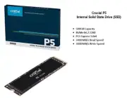 CRUCIAL P5 500GB 3D NAND NVMe M.2 2280 3400/3000 MBps (R/W) Internal SSD