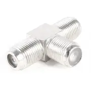 F Type Connector Triple 3 Way Splitter TV RF Coaxial Coax Adapter