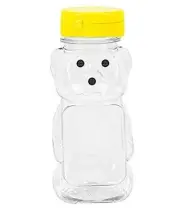 Yellow 8 Oz Plastic Bear Honey Bottle Jars, Empty Honey Squeeze Bottle with F...