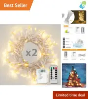 Charming 2 Pack LED String Lights with Timer - Warm White for Indoor and Outdoor