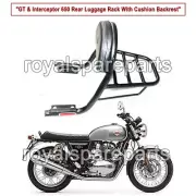 Royal Enfield GT & Interceptor 650 Rear Luggage Rack With Cushion Backrest Black