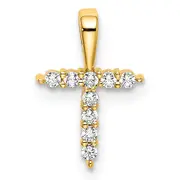 10k Yellow Gold Lab Grown VS/SI+ G+ Diamond Letter T Initial Pendant