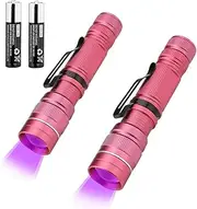Vagocom Black Light UV Flashlights, LED 3 Modes Zoomable Blacklight 395nm Ultraviolet Flash Light Detector for Dog Cat Pet Urine,Dry Stains,Work with Pet Odor Eliminator(2 Pack,Pink,Battery Included)