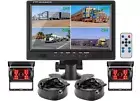 9" Split Screen Monitor 2x 4 PIN Reversing Camera Rear View System Trailer Truck