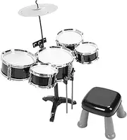 Kids Drum Set, Educational Toddler Jazz Drum Kit, Preschool Toy Drum Set for Kids with Stool & 5 Drums Percussion Musical Instruments Toys for 3 4 5 6 7 Year Old Boys Girls