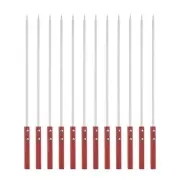 12pcs Kebob Skewers 43.5cmx7mmx2mm Stainless Steel Flat Sticks with Wood Handle