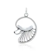 Poodle Necklace, Continental Cut, Head pendant - recycled .925 Sterling Silver