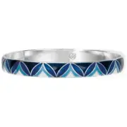 Brighton Florabella Leaf Bracelet Silver Blue White Bangle MSRP $62 NWT