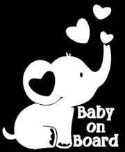 Baby on Board Elephant Vinyl Decal Sticker | Cars | Walls | Laptops | White | 5.5"