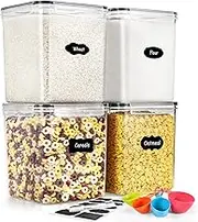Feshory 4 Pack Extra Large Airtight Food Storage Containers (5.2 L/Each) - Cereal Rice Dispenser, Pantry Organiser with 100% Leak-Proof Lids for Kitchen & Home Organisation