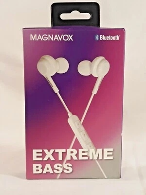 Magnavox MBH552-Wh In-Ear Bluetooth Stereo Ear Buds with Microphone, White New