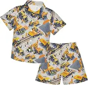 [Caihoyu] Little & Big Boy's Short Sleeve Button Down Tops + Shorts Set Baby Boy Clothes Infant Little Boy Gift